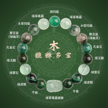 (免運)天然水晶缺木綠寶石手鏈能量貔貅