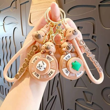 💕百盛商行💕水豚吊飾  鑰匙扣 轉盤鑰匙扣 卡皮巴拉吊飾 轉轉樂吊飾 鑰匙圈 可愛掛件 娃娃吊飾 可愛吊飾