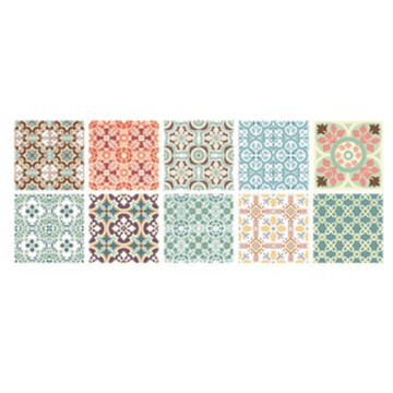生活良品 -四邊形水晶膜仿花磚牆貼20x20cm北歐風馬卡龍款10片/袋(可愛繽紛粉嫩色系壁紙,仿四角磁磚牆貼,DIY裝飾材料貼片,模擬磁磚牆家飾貼紙)