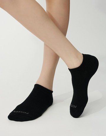 微分子氣墊單色船型薄襪- 黑