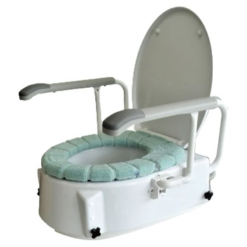 感恩使者 馬桶增高器 附舒適衛生坐墊 PP鋁合金鐵材質 最大承重120kg  54.5 x 48 x 35.5cm  白色 + 綠色