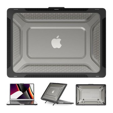 適用Air 13.6寸筆記本保護殼Macbook Pro14保護套防摔電腦Pro16蘋果筆電M1/M2配件TPU軟邊全包帶小支架護屏殼