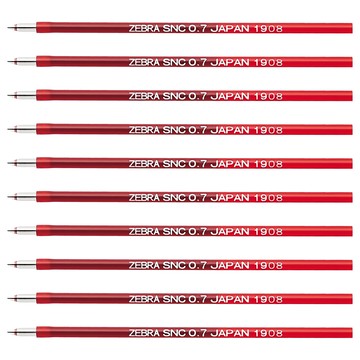 ZEBRA BLEN防震舒寫原子筆筆芯 RSNC7-R 0.7 紅色  10支