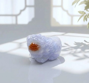 【紅運當頭】冰種紫羅蘭飄紅翡翡翠獅子 |天然緬甸A貨翡翠 | 送禮