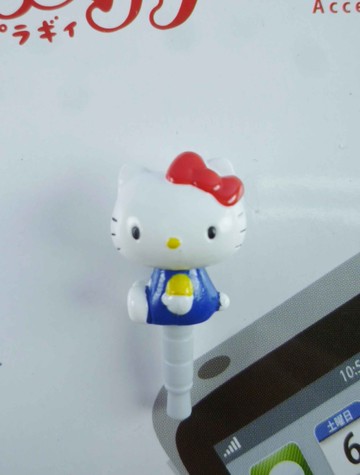 【震撼精品百貨】Hello Kitty 凱蒂貓~KITTY耳機防塵塞-藍側坐