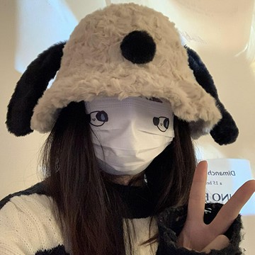 毛絨漁夫帽女秋冬季韓版百搭顯臉小保暖水桶盆帽小狗大頭圍帽子潮
