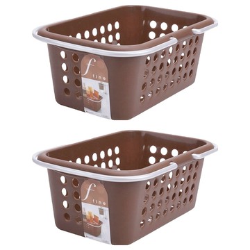 inomata 日本衛浴收納籃 棕色塑膠收納籃  25 x 16.7 x 10cm  棕色