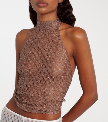 Missoni Open-knit lamé halterneck top