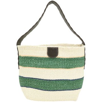 Max Mara Weekend Ampex 撞色條紋麻繩編織肩背水桶包(綠色)