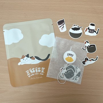 豆貓貓們的茶包貼紙-紅豆