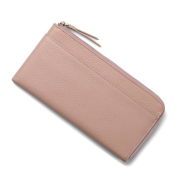 日式真皮荔枝紋7字拉鏈女士錢包 時尚皮革長款錢夾零錢硬幣收納包