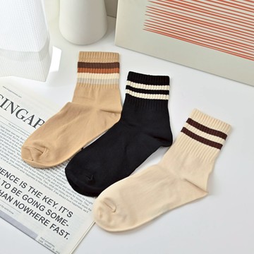 1/2少女襪-簡約雙條2入-多色任選