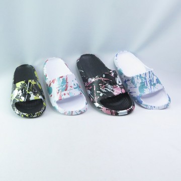 FILA 運動拖鞋 2S436Z- 中大童鞋 女鞋 彩色潑墨 防水拖鞋【iSport愛運動】