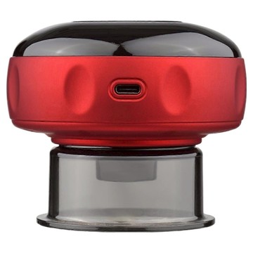 智能多檔位液晶加熱刮痧儀 呼吸拔罐按摩器 真空離心負壓氣泵 強勁吸力12檔位 Type-C充電接口  黑色  1個