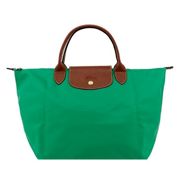 [平輸版]LONGCHAMP LE PLIAGE系列短把再生尼龍摺疊水餃包(中/草綠)真品平輸