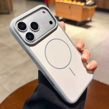 簡約灰白撞色膚感磨砂防摔殼 適用於iphone磁吸手機殼 17Pro Max 16 15 14 蘋果保護殼