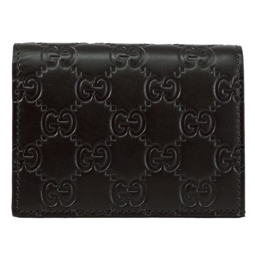 GUCCI 779810 GG LOGO壓花皮革對開扣式零錢短夾.黑
