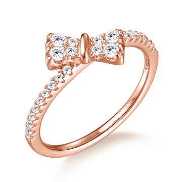 925純銀戒指．可愛蝴蝶結．玫金