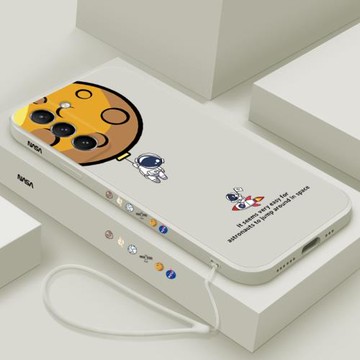 三星s21手機殼直邊液態硅膠三星s21+女潮新款s21ultra全包鏡頭防摔plus保護套潮男個性創意外殼簡約宇航員