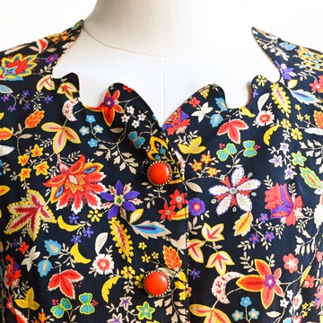 【蛋植物古著】變形花領印花古著襯衫