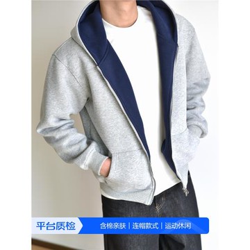 【雙拼色】重磅800G拉鏈連帽衛衣Boxy短款春季新開衫外套cleanfit