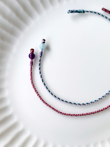 紫水晶 薰衣草色+紫丁香色*2+焦糖咖 超極細 四股編 蠟線 幸運繩