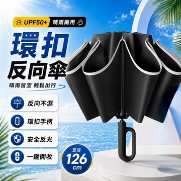 扣環自動傘 升級反向收傘雨水不溼身 反向傘 環扣傘 自動傘 折疊傘 黑膠防曬傘 雨傘 晴雨傘 太陽傘888