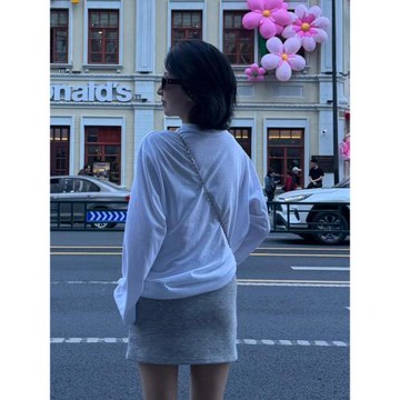 輕語STUDIO~美式復古做舊字母印花薄款防曬長袖T恤女夏季休閑上衣