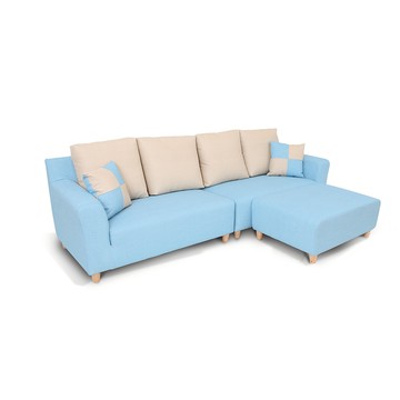 馬布多MIT貓抓皮L型沙發蓝