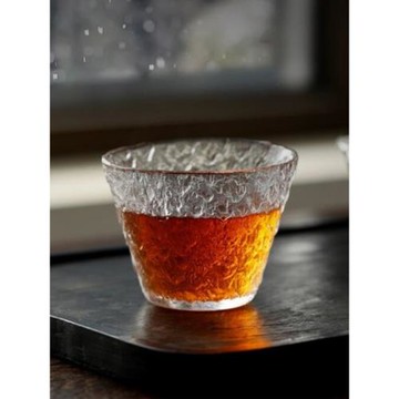 創意錘紋耐熱玻璃酒杯初雪杯銘品杯個性主人杯家用清酒杯功夫茶杯