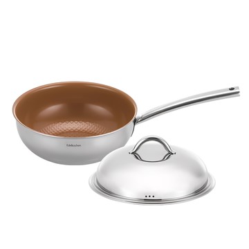 EDELKOCHEN IH電磁爐適用 3層不鏽鋼 深型平底鍋 + 鍋蓋  24cm  1組