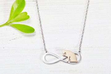 洗臉的貓項鍊 - 永恆與貓系列-抗敏醫療鋼