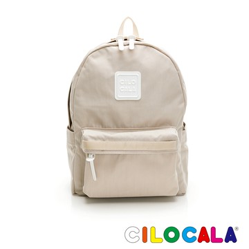【台灣總代理】CILOCALA 亮彩尼龍防潑水後背包-中大 米色 (全新尺寸介於大包與中包)