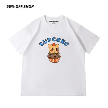 小熊杯子蛋糕插畫T｜純棉親膚短袖T恤 女生上衣 可愛卡通印花短T