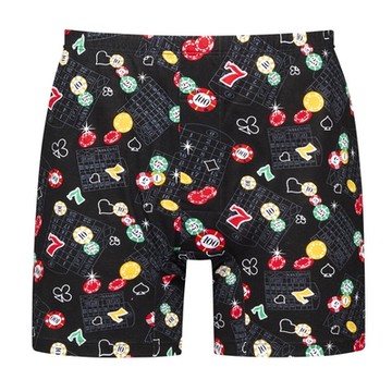 DADADO-致勝籌碼 M-3L印花四角男內褲(黑) 天然絲光棉-吸濕排汗-GHQ307BL