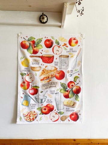 【好日戀物】德國帶回蘋果派食譜圖案純棉茶巾掛布掛飾
