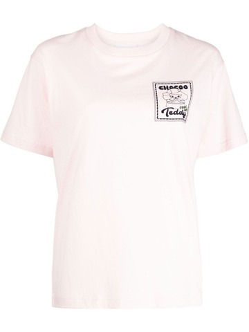 CHOCOOLATE - patch detail t-shirt - women - Cotton - XS - Pink