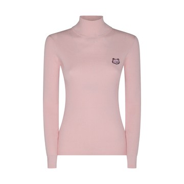 Maison Kitsune - Pale Pink Cotton And Wool Blend Fox Head Sweater