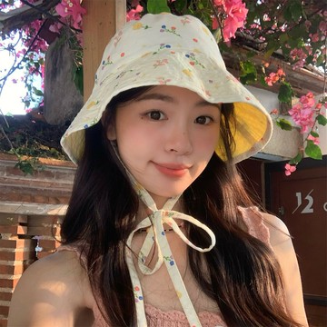 自留款！日系碎花可愛雙面漁夫帽大帽檐防曬帽夏季出游遮陽帽子女