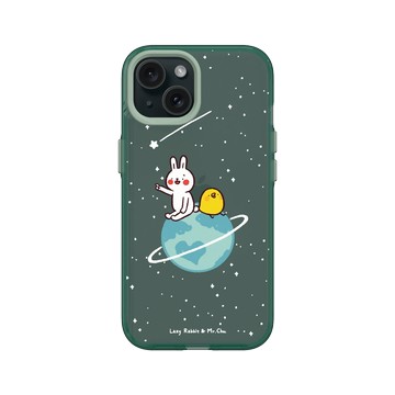 iPhone 15 Clear 憂墨綠 - 懶散兔與啾先生 Lazy Rabbit and Mr.Chu - 小宇宙