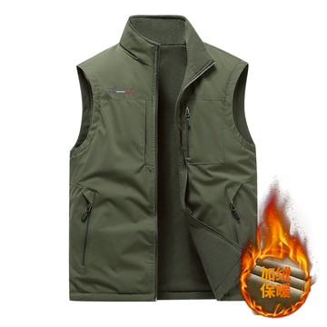 ONE牌同廠 工裝馬甲外套男 雙面穿馬甲男 加絨加厚馬甲外套 厚背心外套 搖粒絨工裝外套 大碼加絨加厚馬甲背心 戰術服