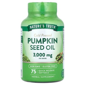 Nature's Truth, 南瓜籽油，冷榨，3000 毫克，75 粒速釋軟膠囊（每粒軟膠囊 1,000 毫克）