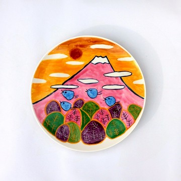 美麗的夕陽下的富士山