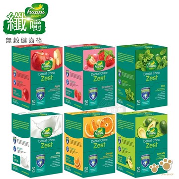 Happi Doggy 纖嚼 無穀健齒棒水果系列 6種口味 M號50入/盒 潔牙棒 潔牙骨 耐咬 抑制口腔壞菌 按摩牙齦