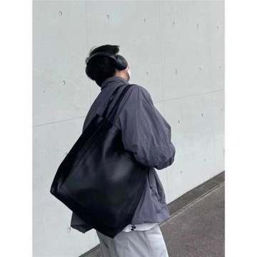 YUEN高級感口袋軟皮手提單肩復古油臘皮大容量挎包男女上課通勤