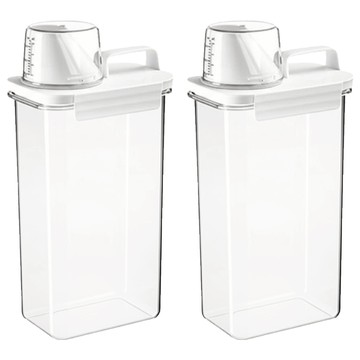 JOSIC 量杯雜糧密封罐 透明色 2.3L 密封防潮 廚房收納  2個  1個容器 + 1個蓋子 + 1個量杯蓋