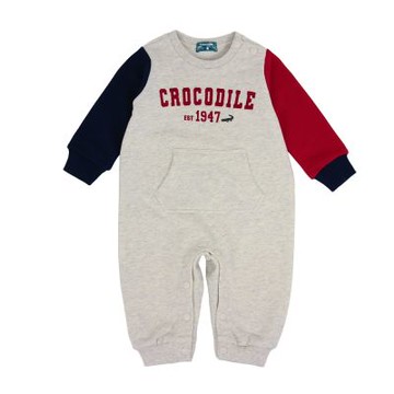 Crocodile Junior小鱷魚童裝- 品牌印字刺繡異色袖連身裝 ( C68502-23 小童款)