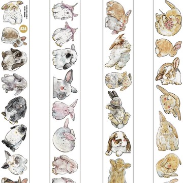 兔嘰 うさぎ PET 割型貼紙卷 和紙膠帶 6米卷 (kiss-cut)