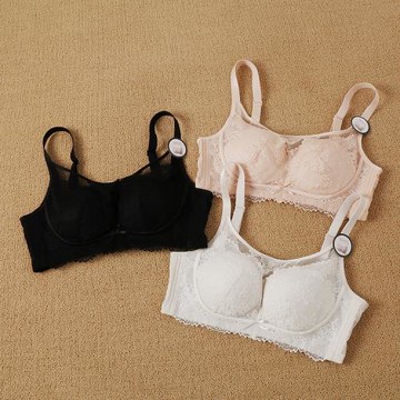 外貿單新款無鋼圈文胸蕾絲抹胸乳膠胸墊防走光聚攏胸罩內衣101276