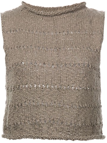 VOZ - Flammé knitted crop top - women - Cotton - 8 - Brown